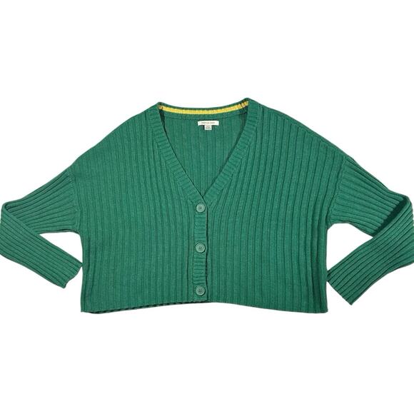 AMERICAN EAGLE Womens Sz XL Green Boxy Cropped Knit Ribbed Cardigan Sweater - Picture 4 of 16